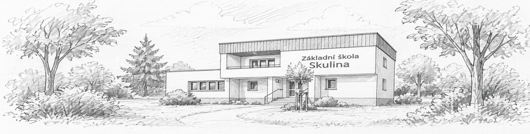 Skica budovy školy Skulina